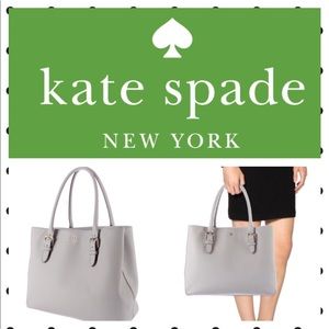 Kate Spade leather logo tote in light gray